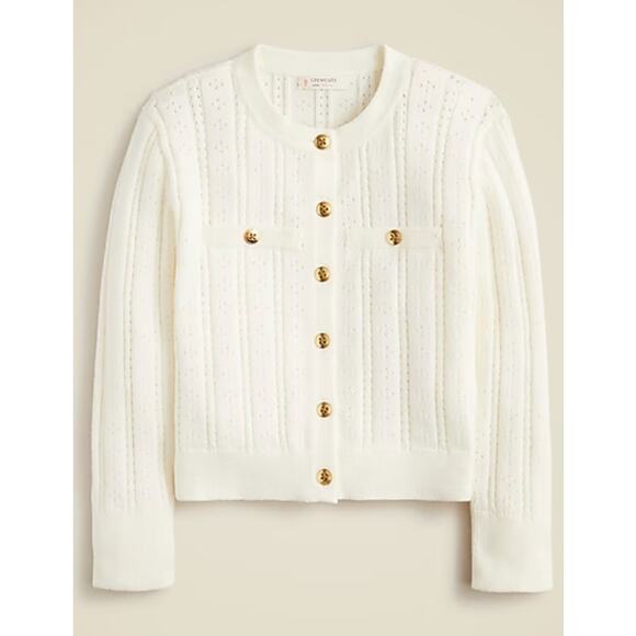 J Crew crewcuts Girl Pointelle Sweater XXS 2 2 3 White Cardigan NWT CD091 J.Crew - Picture 3 of 4